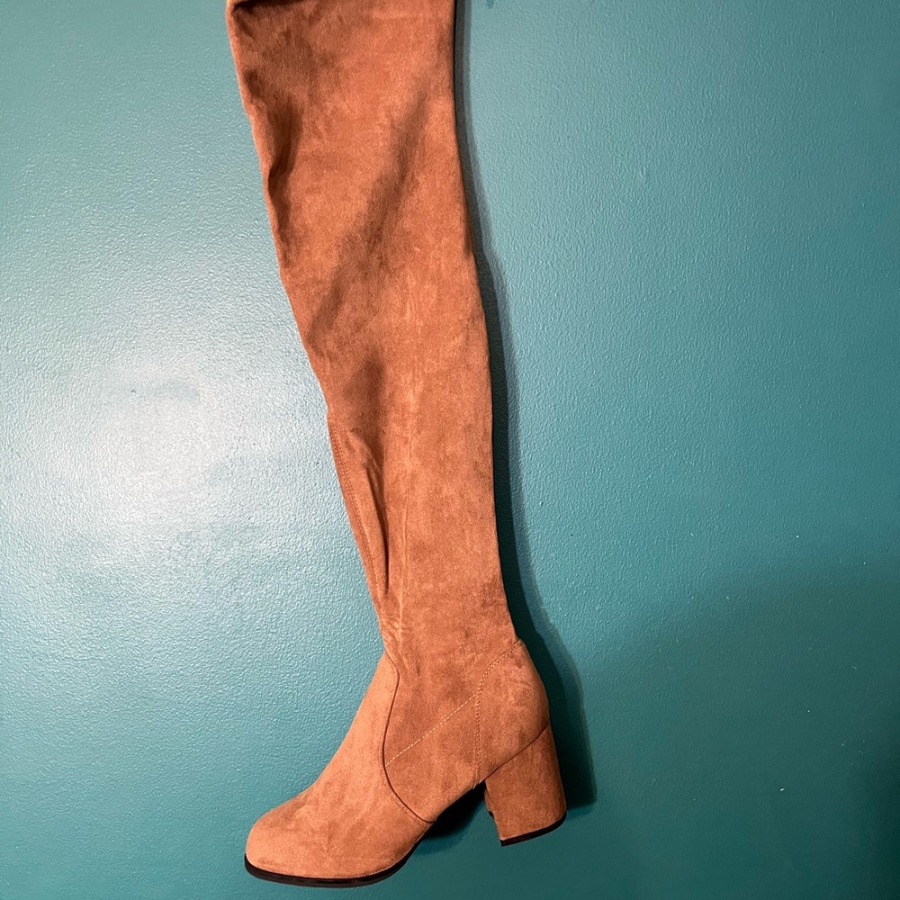 Tan faux Suede Over-the-Knee Boots